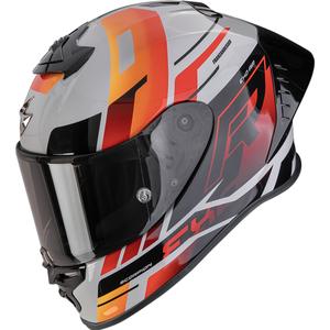 Casque moto intégral Scorpion EXO-R1 EVO II Air Adrenaline gris-rouge-orange