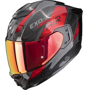 Casque moto intégral Scorpion EXO-1500 Carbon Air Platted, noir et rouge