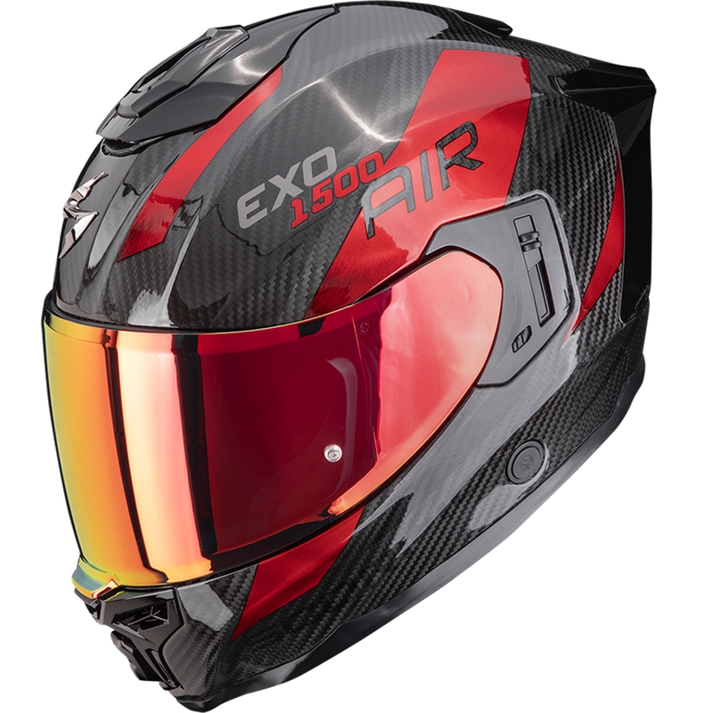 Casque intégral de moto Scorpion EXO-1500 Carbon Air Platted noir et rouge
