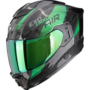 Casque moto intégral Scorpion EXO-1500 Carbon Air Platted, noir et vert