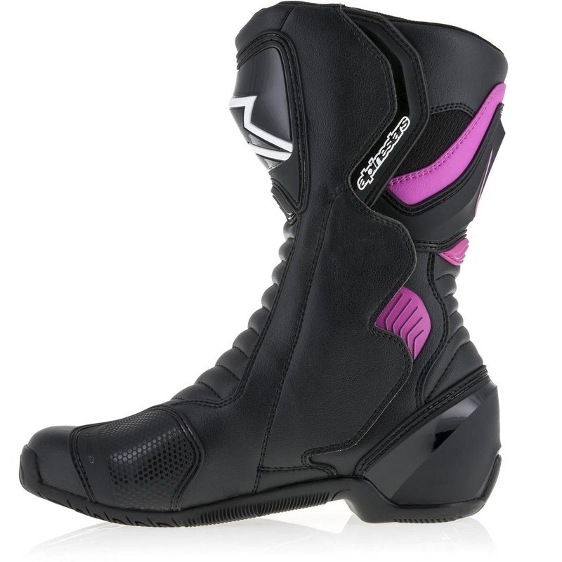 Bottes de moto Alpinestars Stella S-MX 6 pour femmes, noires, violettes et blanches