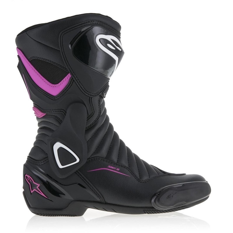 Bottes de moto Alpinestars Stella S-MX 6 pour femmes, noires, violettes et blanches