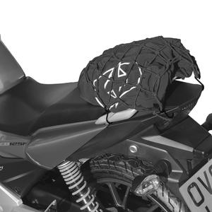 Filet à bagages Oxford flexible pour motos, noir réfléchissant
