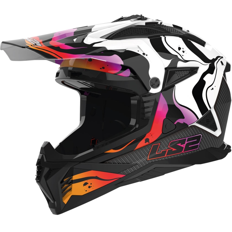 Casque de motocross LS2 MX708 Fast II Wash White noir-blanc-rose