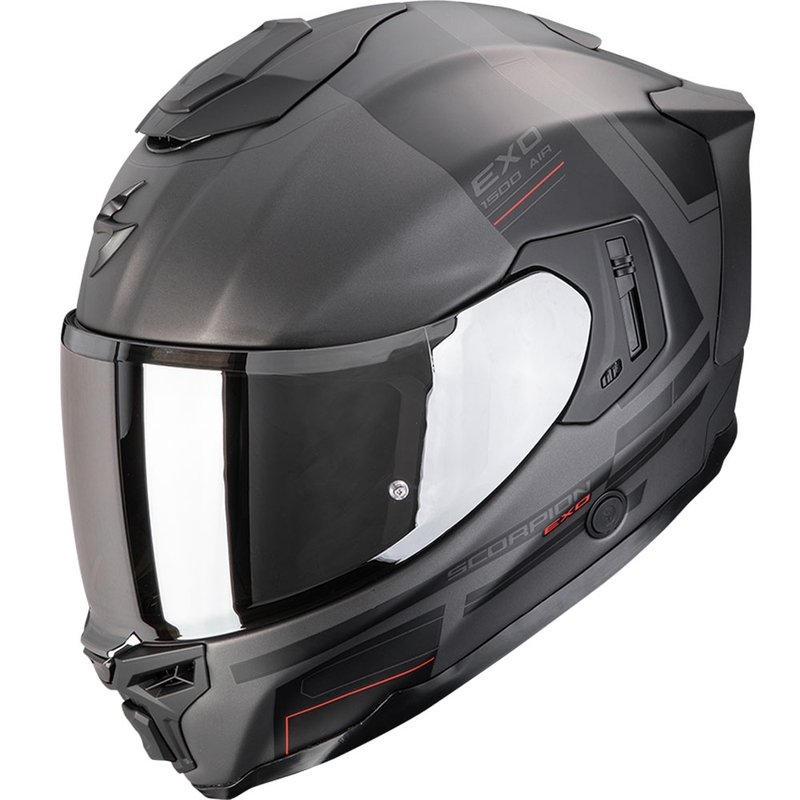 Casque moto intégral Scorpion EXO-1500 Air Dual argent mat-noir-rouge