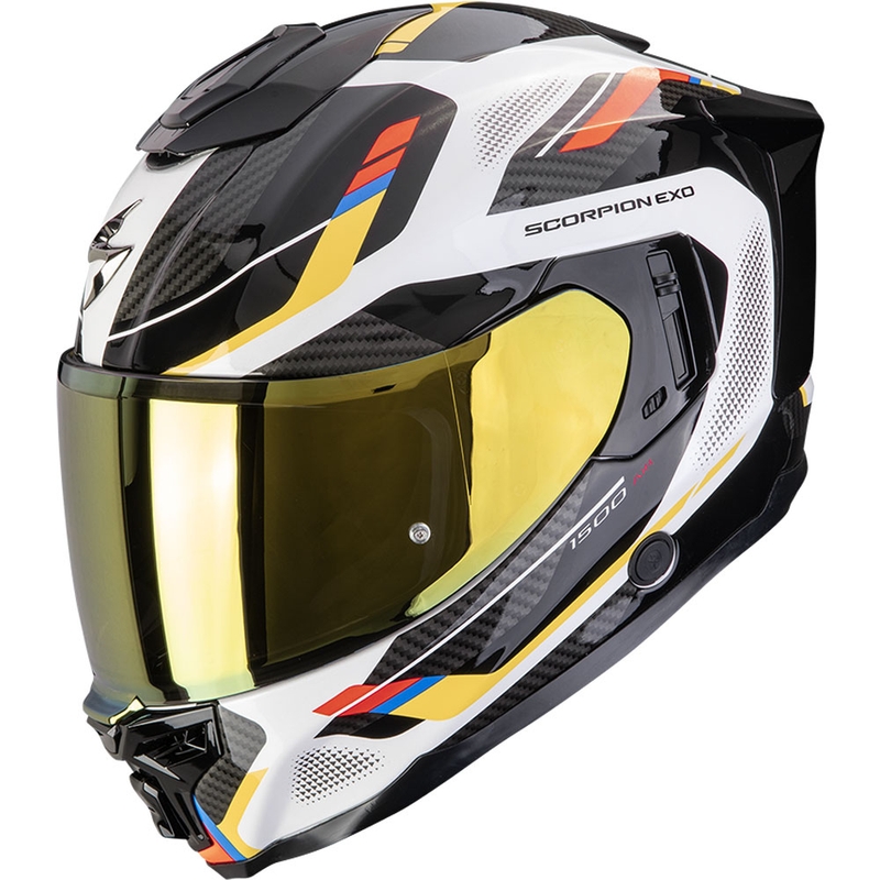 Casque moto intégral Scorpion EXO-1500 Air Sleek blanc-bleu-jaune