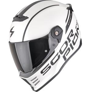 Casque moto intégral Scorpion Covert FX Danko, blanc nacré mat-noir