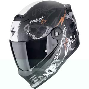Casque moto intégral Scorpion COVERT FX SKULLZ noir mat-gris-or