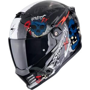 Casque moto intégral Scorpion COVERT FX SKULLZ noir-gris-rouge