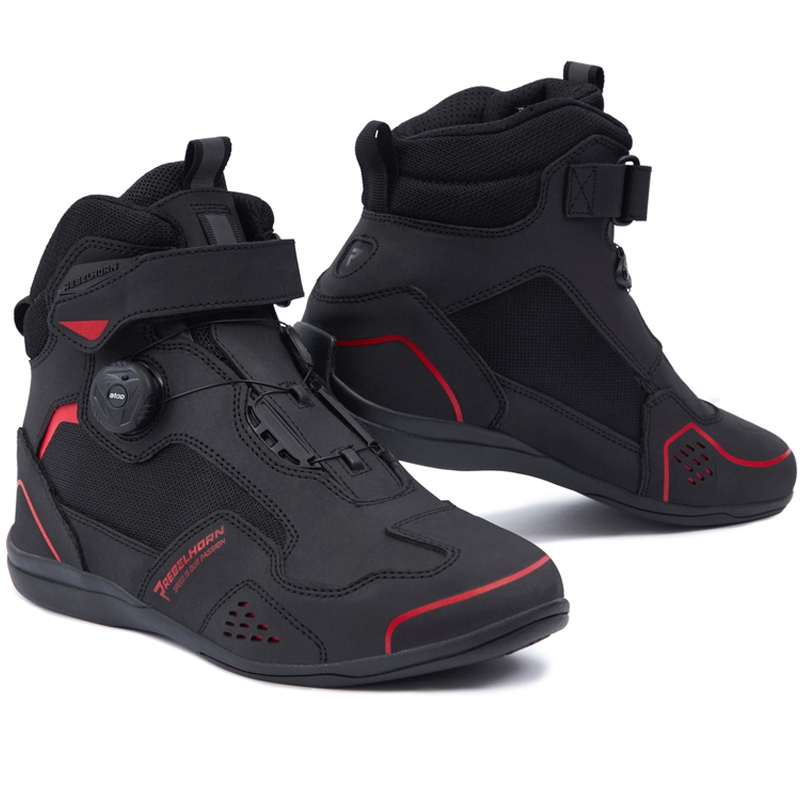 Bottes de moto Rebelhorn Spark II noires et rouges