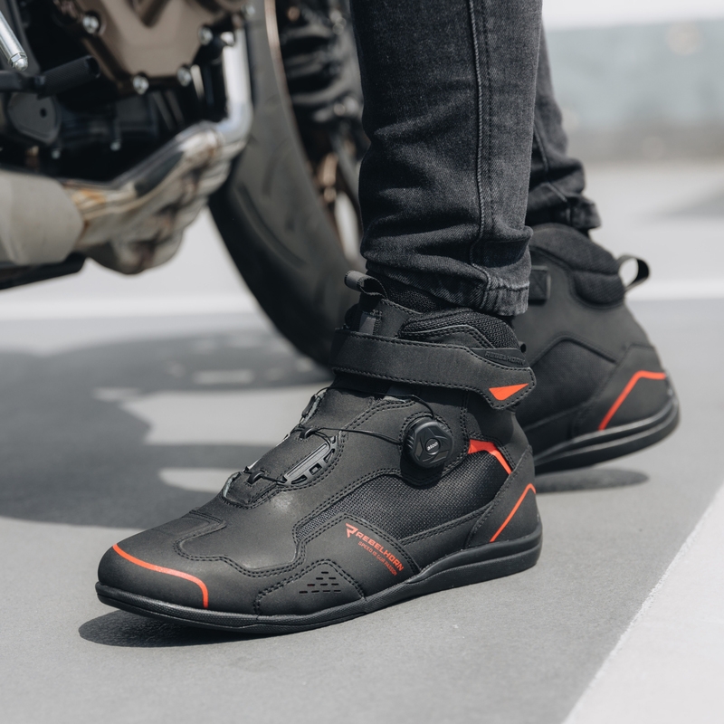Bottes de moto Rebelhorn Spark II noires et rouges