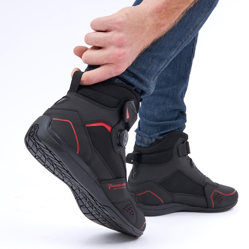 Bottes de moto Rebelhorn Spark II noires et rouges