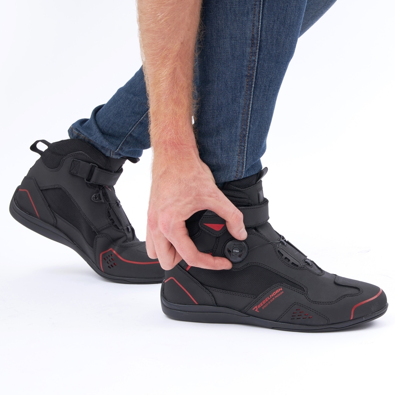 Bottes de moto Rebelhorn Spark II noires et rouges