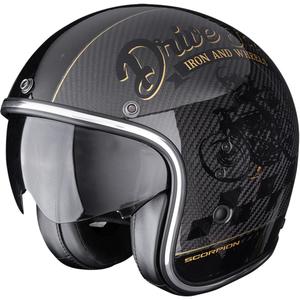 Casque moto ouvert Scorpion Belfast EVO Carbon Zippy Noir-Or