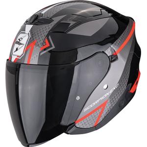 Casque moto ouvert Scorpion EXO-230 Loop noir métallisé-rouge