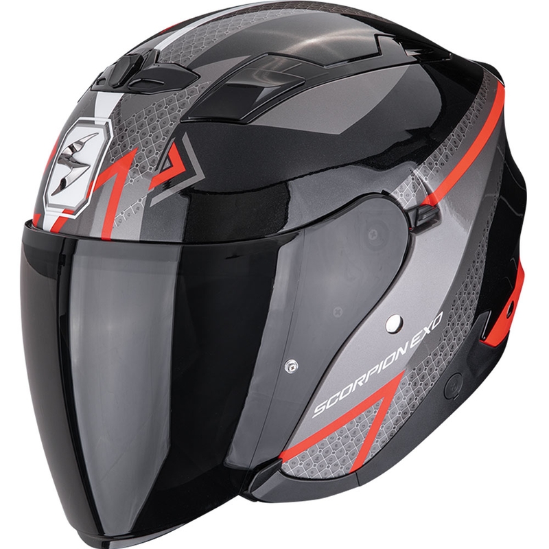 Casque moto ouvert Scorpion EXO-230 Loop noir métallisé-rouge
