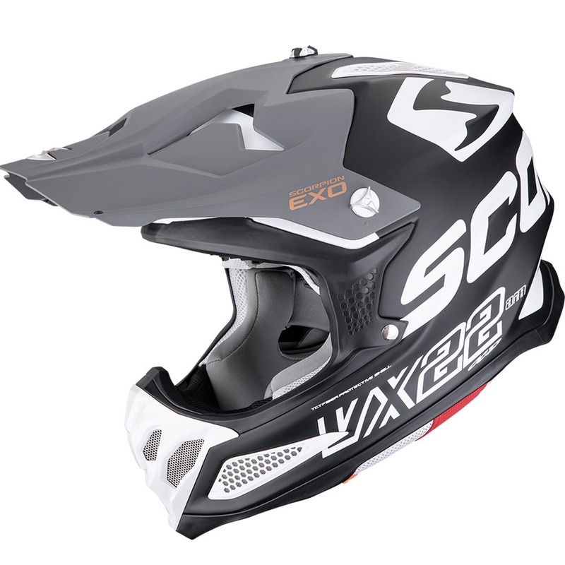 Casque de motocross Scorpion VX-22 Air Updown noir-blanc-gris