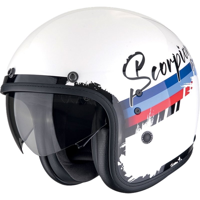 Casque moto ouvert Scorpion Belfast Evo ADONIS blanc-rouge-bleu