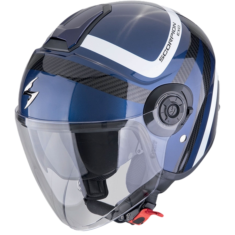Casque moto ouvert Scorpion EXO-CITY II RIVA bleu-noir