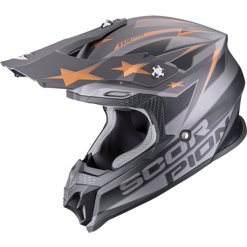 Casque de motocross Scorpion VX-16 EVO Air Patriot argent-noir-cuivre