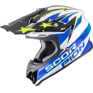 Casque de motocross Scorpion VX-16 EVO Air Patriot blanc-bleu-jaune