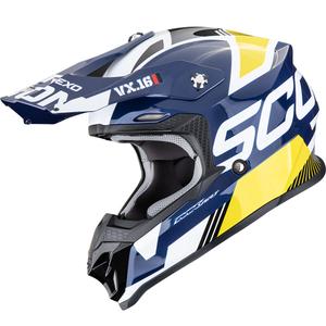 Casque de motocross Scorpion VX-16 EVO Air Analog blanc-bleu-jaune