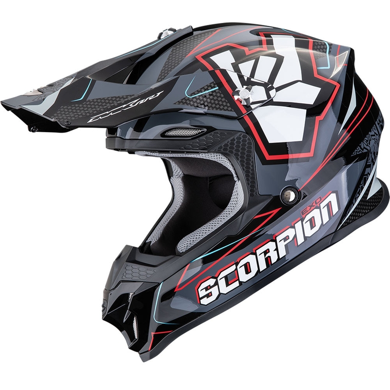 Casque de motocross Scorpion VX-16 EVO Air ROK noir-gris-rouge