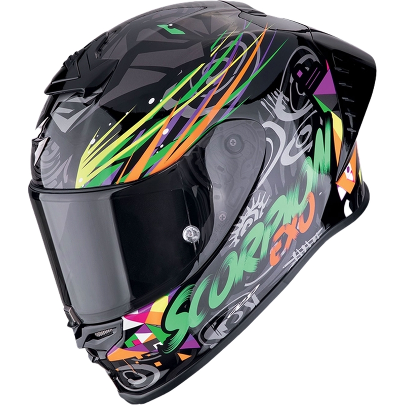 Casque moto intégral Scorpion EXO-R1 EVO II AIR SAVAGE noir-vert-orange
