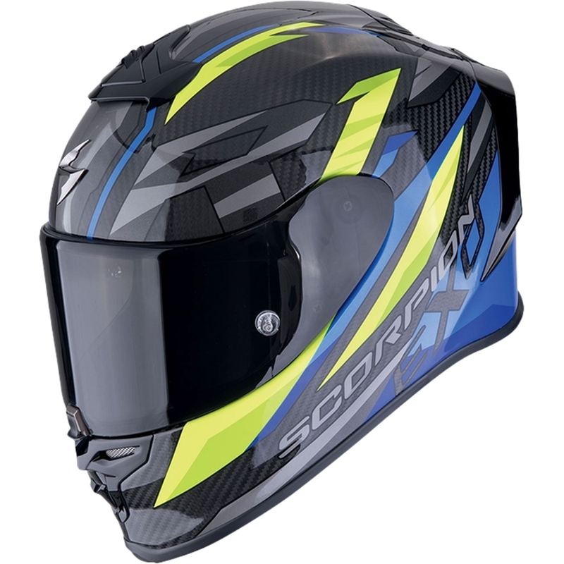 Casque moto intégral Scorpion EXO-R1 EVO CARBON AIR RUNNER noir-bleu-jaune fluo