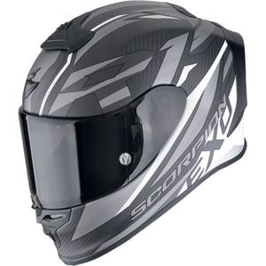 Casque moto intégral Scorpion EXO-R1 EVO CARBON AIR RUNNER noir mat et blanc
