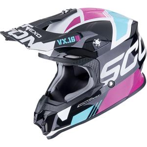 Casque de motocross Scorpion VX-16 EVO AIR ANALOG métallique noir-bleu-rose