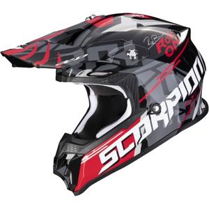 Casque motocross Scorpion VX-16 EVO AIR ROK BAGOROS noir-gris-blanc-rouge