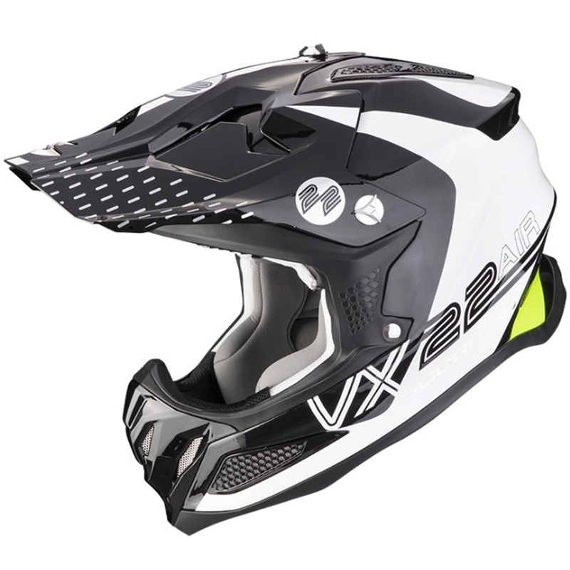 Casque de motocross Scorpion VX-22 Air Ares noir-blanc-jaune fluo