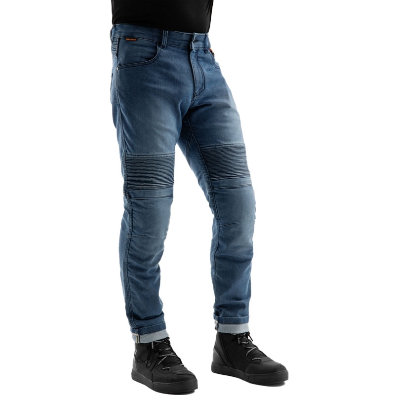 Jean moto monocouche Rebelhorn Revolt bleu délavé