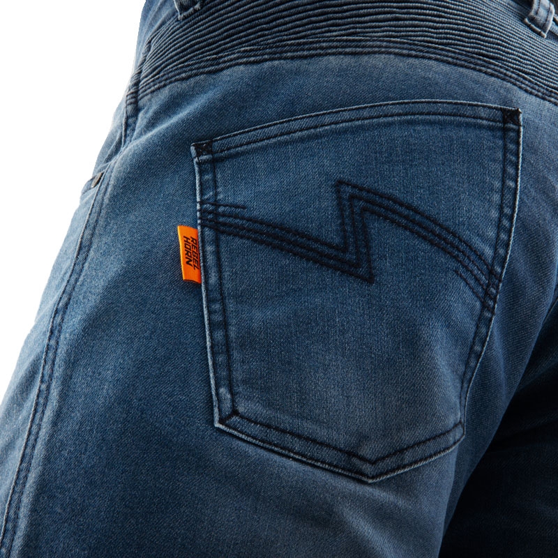 Jean moto monocouche Rebelhorn Revolt bleu délavé