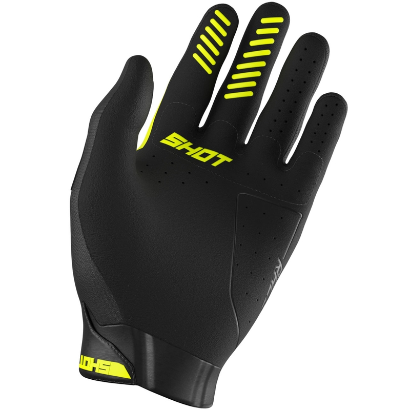 Gants de motocross Shot Race Evo pour enfants, jaune fluo