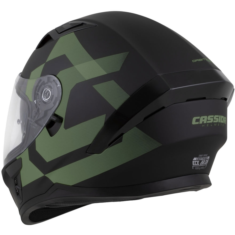 Casque moto intégral Cassida Orbit Grind noir mat-vert foncé
