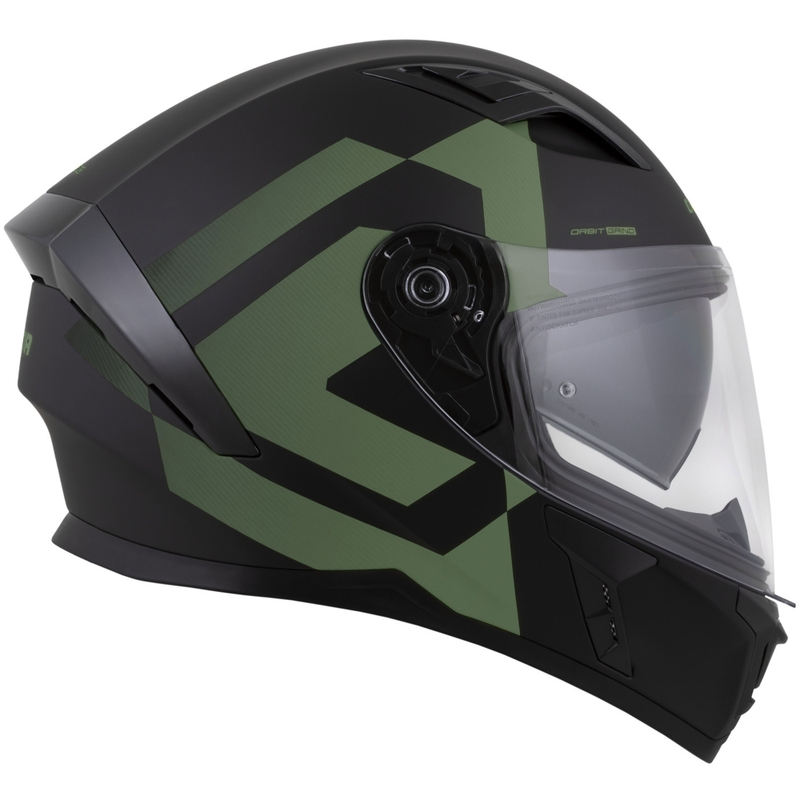 Casque moto intégral Cassida Orbit Grind noir mat-vert foncé