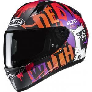 Casque moto intégral enfant HJC C10 Fop MC7SF noir-orange-violet