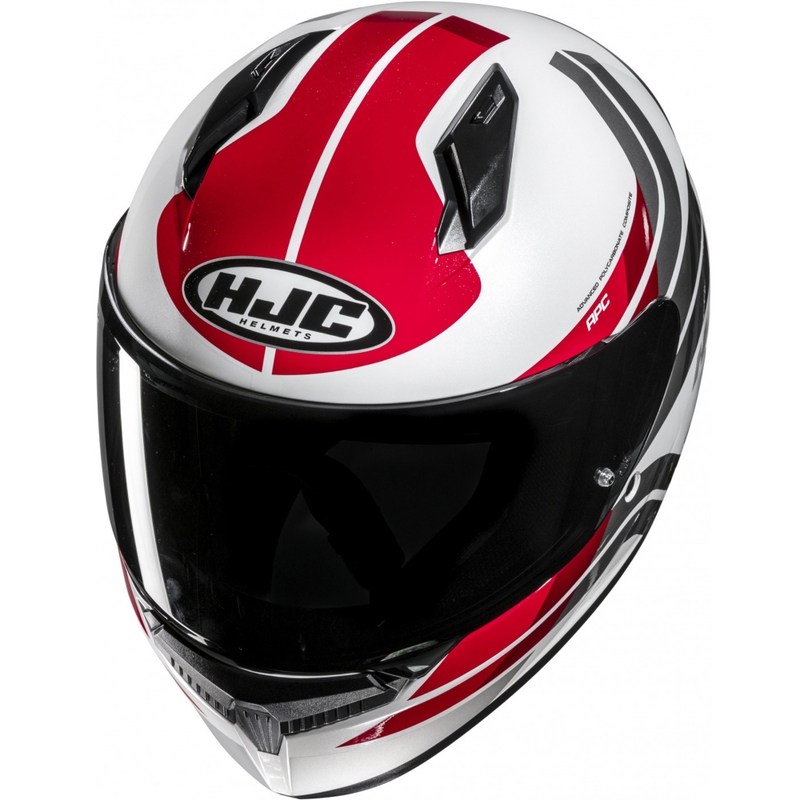 Casque moto intégral HJC C10 Hiper MC1 blanc-gris-rouge