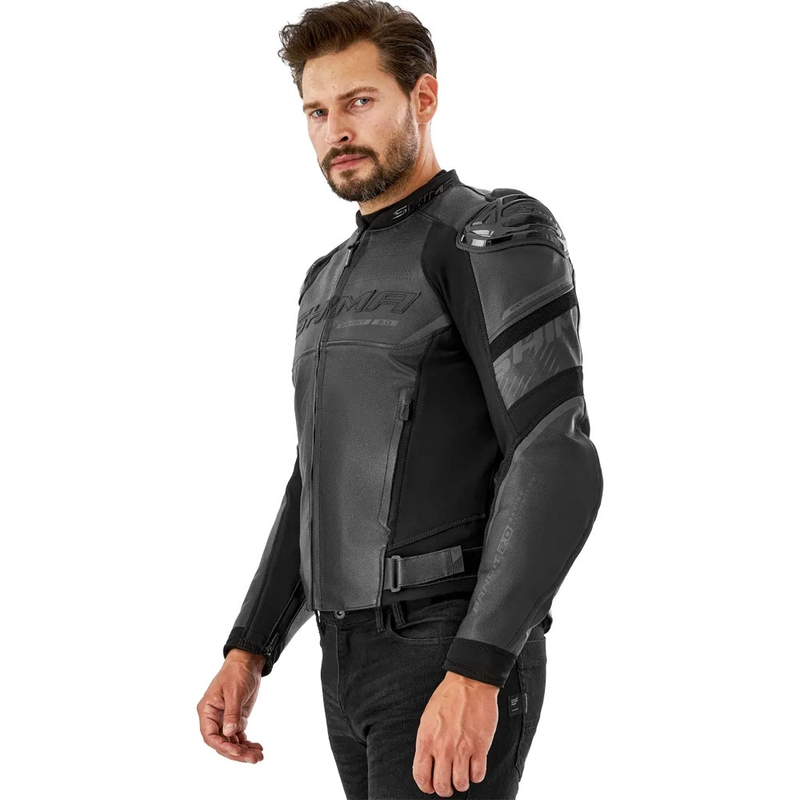 Blouson moto en cuir Shima Bandit 2.0 noir-noir