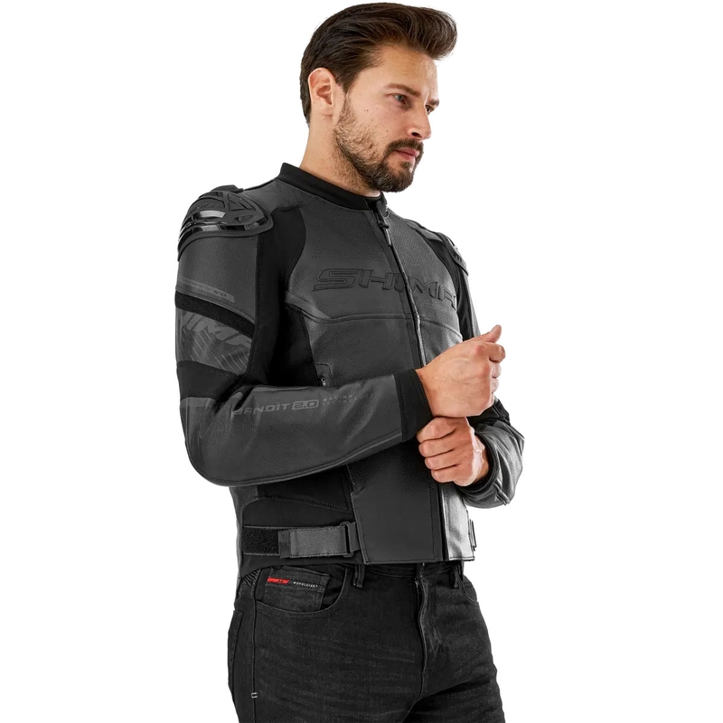 Blouson moto en cuir Shima Bandit 2.0 noir-noir