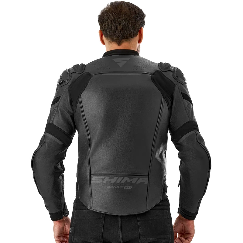 Blouson moto en cuir Shima Bandit 2.0 noir-noir