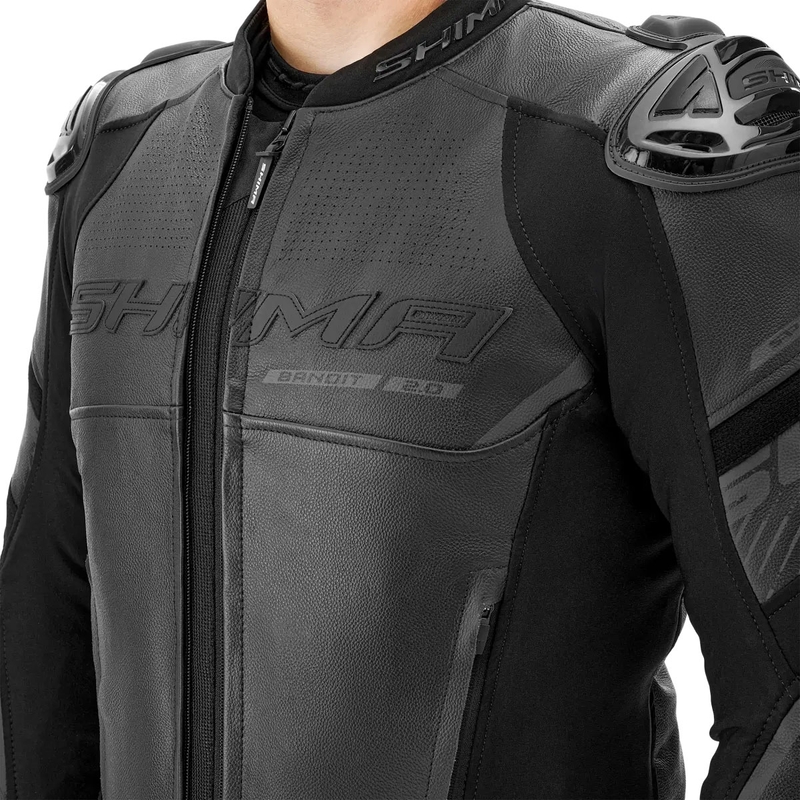 Blouson moto en cuir Shima Bandit 2.0 noir-noir