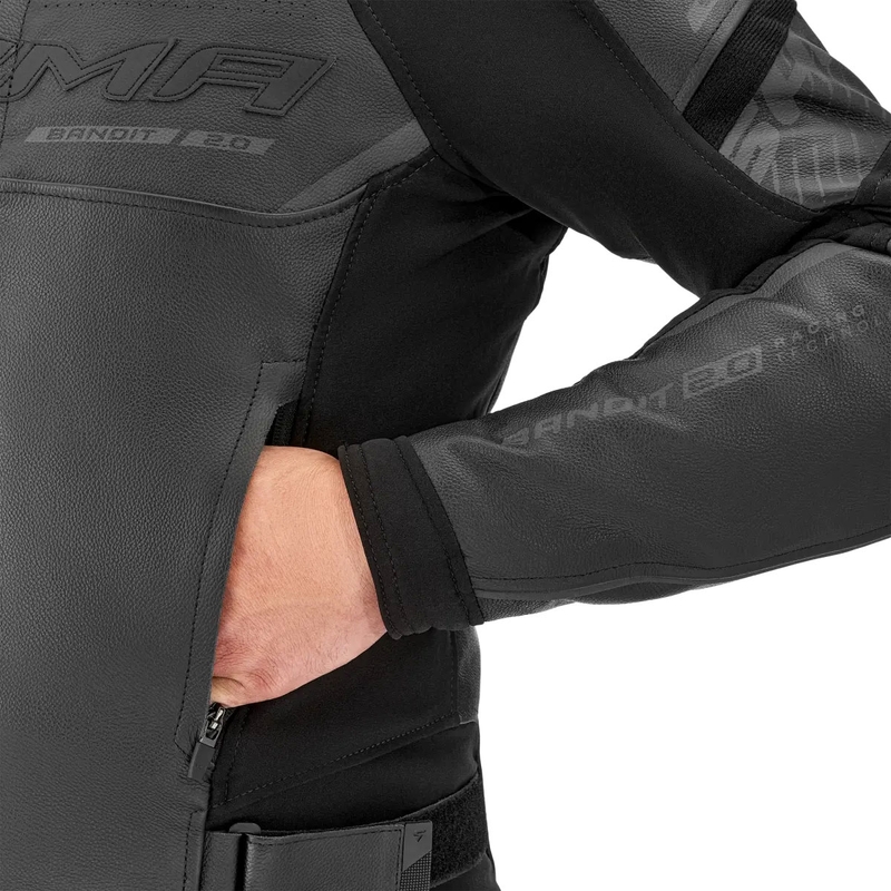 Blouson moto en cuir Shima Bandit 2.0 noir-noir