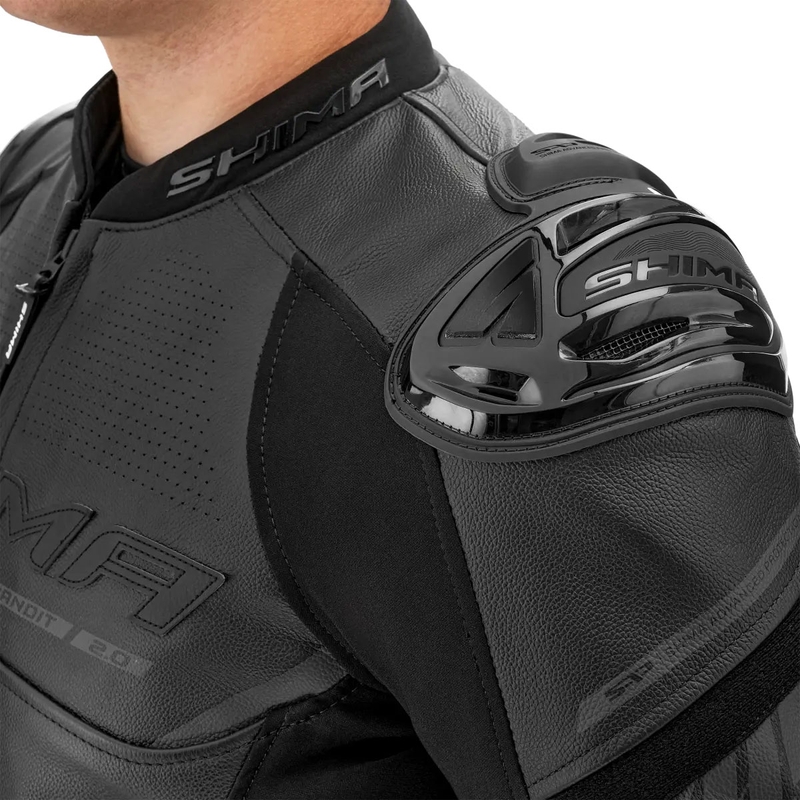 Blouson moto en cuir Shima Bandit 2.0 noir-noir