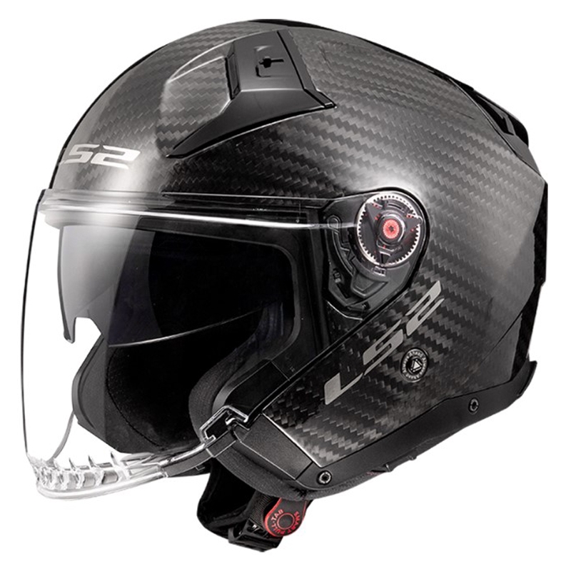 Casque moto jet LS2 OF603 Infinity II Carbon-06 noir brillant