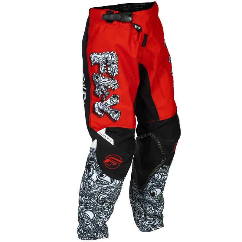 Pantalon motocross enfant FLY Racing - USA Kinetic Mutant rouge-blanc-noir
