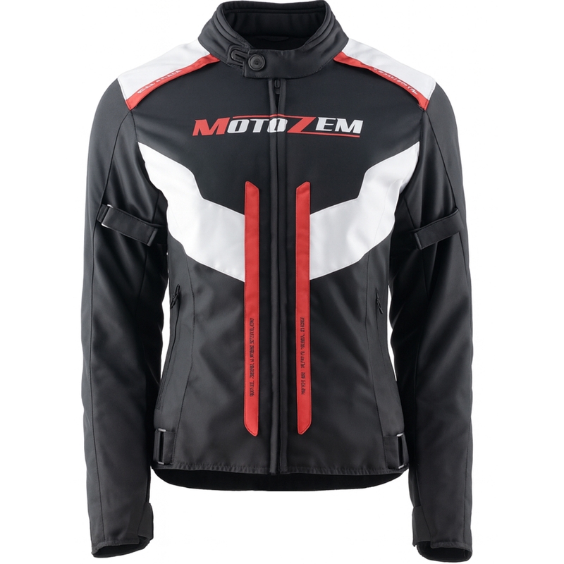 Veste de moto pour femme Motozem Team 2 noir et blanc