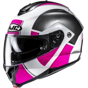 Casque moto modulable HJC C91N Jyn MC8 noir-blanc-rose